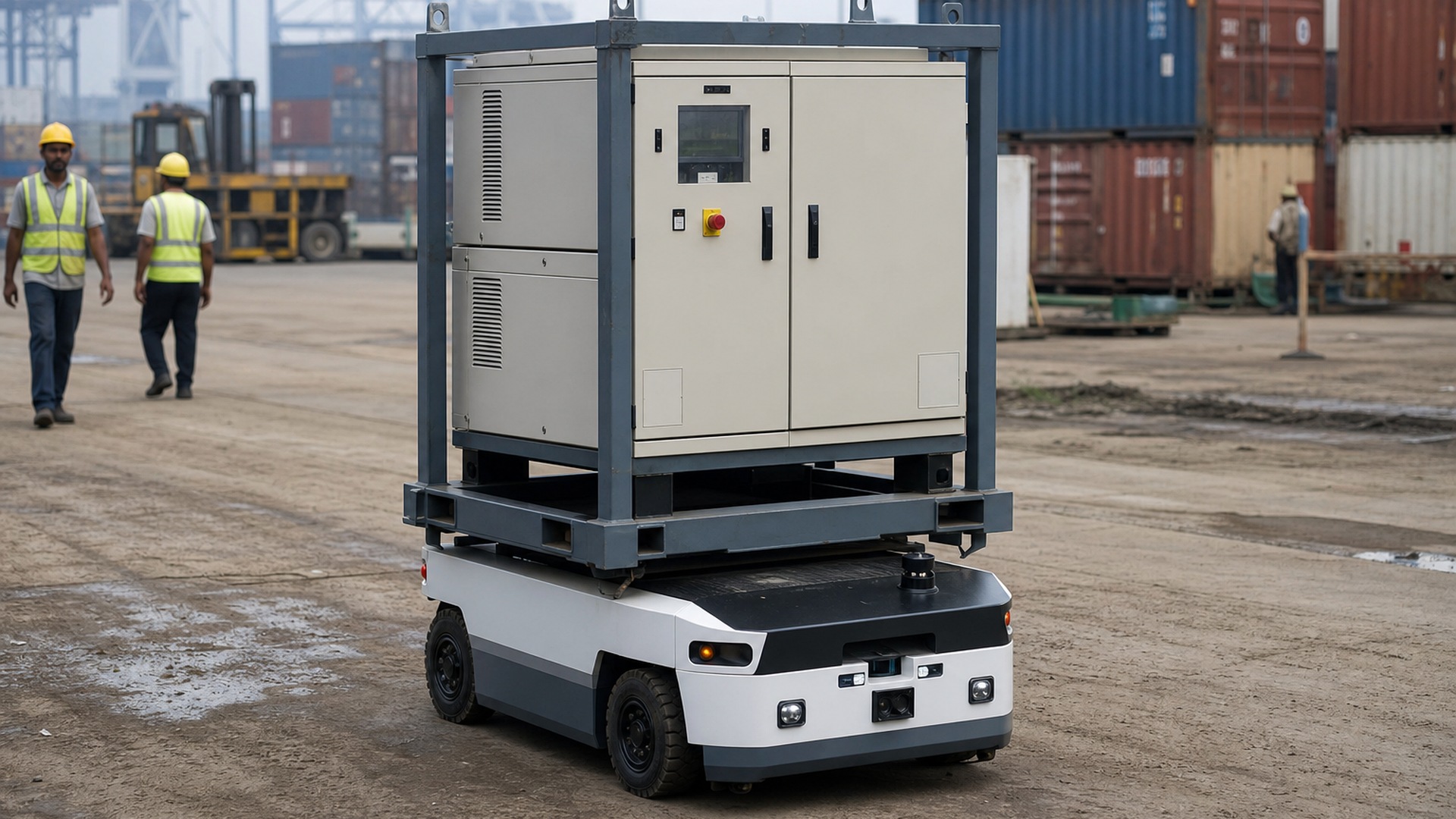 Autonomous mobile robot in industrial outdoor yard