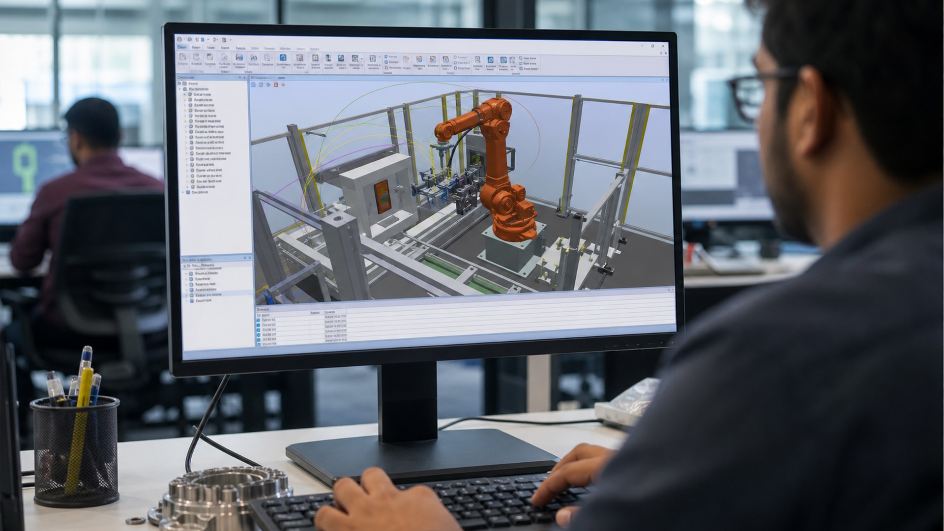 Offline industrial robot cell programming in RobotStudio-style 3D simulation