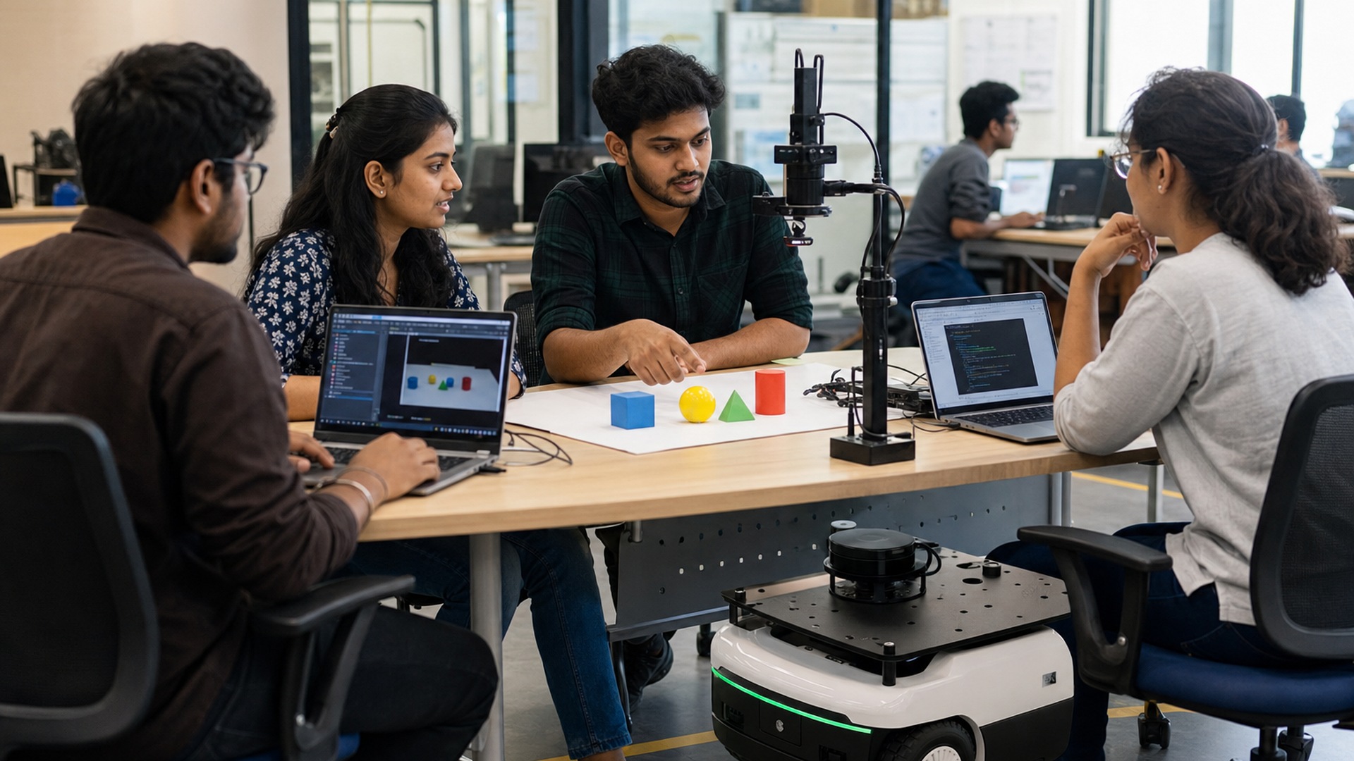 AI and machine learning robotics training with computer vision and mobile robot
