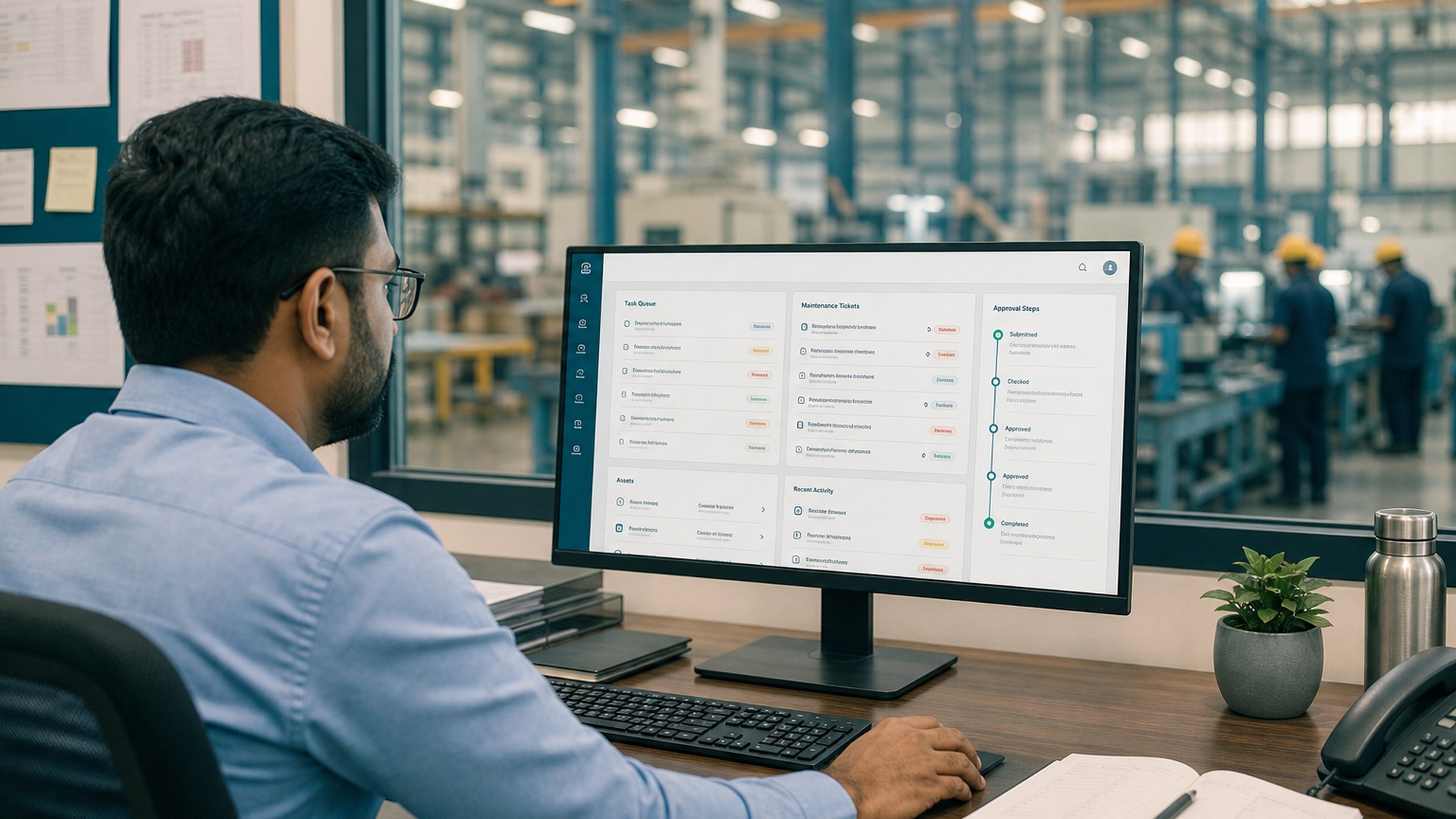 Business tools like email, WhatsApp, spreadsheets, and CRM connected to one process