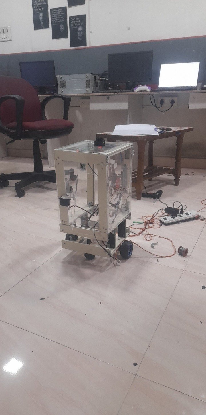 Close view of the Anku medical mobile robot during testing