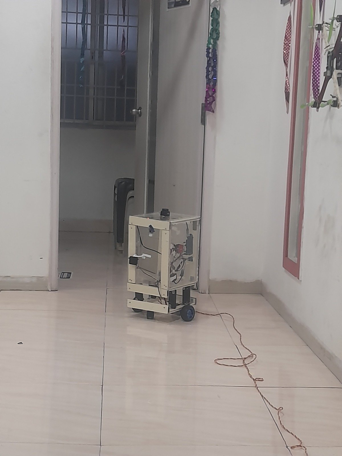 Anku medical mobile robot in the corridor on delivery day